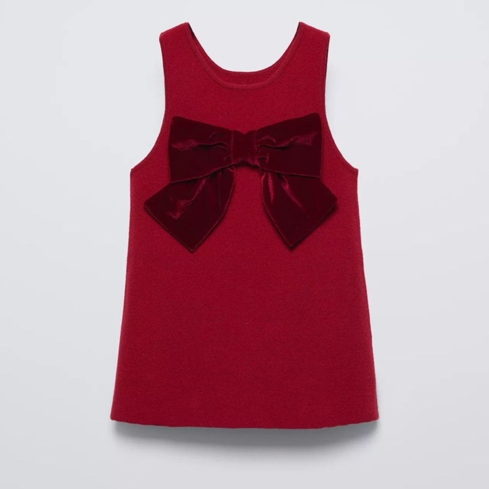 Zara Kids Red Dress with Velvet Bow